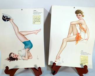 1945 Esquire Inc Pin Up Girls Calendar, Artwork By Varga, Verses By Phil Stack, 12 Months