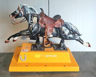 Zorro 25c Coin Operated Kiddie Pony Ride, Leather Stirrups And Saddle, 48" X 69" X 27"