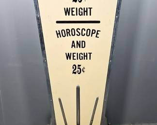 American Scale Mfg Co Porcelain Horoscope & Weight Novelty 25c Coin Operated Scale, 52.75" X 17" X 24"