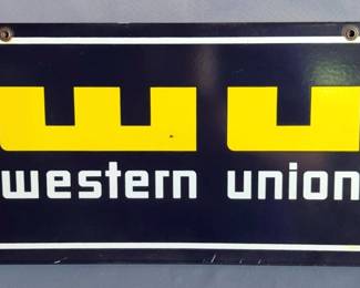 Western Union Double Sided Metal Sign, 8" X 16"