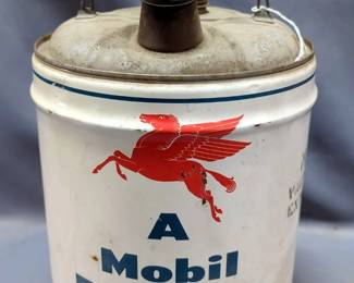 Mobile Motor Oil 5 Gallon Can, Champlin 5 Gallon Motor Oil Can And Standard Oil Bucket