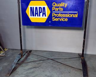 Napa Auto Parts, Quality Parts Professional Service Sign On Metal Stand, 43" X 40" X 36"