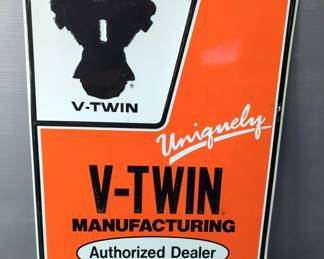 V-Twin Manufacturing Authorized Dealer Embossed Sign, 24" X 18"