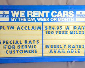 Rent-A-Car PolyVinyl Message Board, 24" X 48"