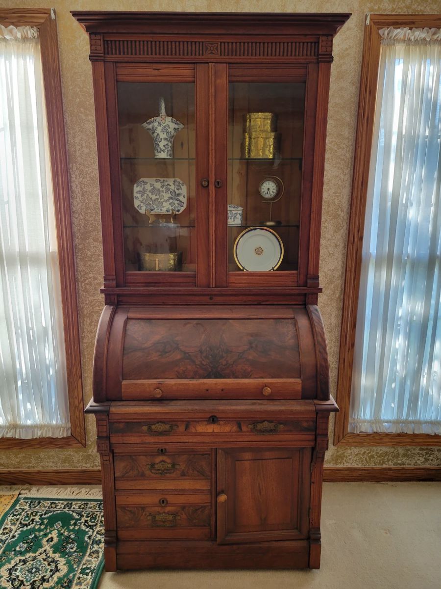 Antique Victorian Walnut Cylinder Secretary Desk! Excellent Condition!!