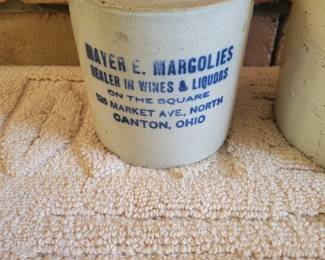 Mayer E. Margolies dealer in Wines And Liquors Canton ohio ceramic jug.