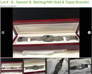 Lot # : 6 - Samuel B. Sterling/18K Gold & Topaz Bracelet
Bracelet designed by Samuel B measures 8" and has a total weight of 74.4 grams.

