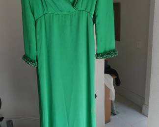 EMILIO PUCCI GREEN SILK MAXI DRESS 