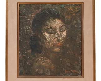 VINTAGE MID CENTURY GARCIA CASTILLO OIL ON CANVAS PAINTING FRAMED DATED 1963