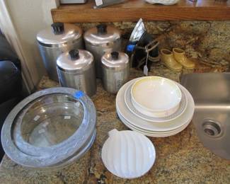 1950s canister set and Antique Clothing Iron.