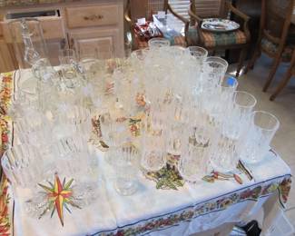 We have a lovely selection here and in the Living room of vintage stemware which includes CRISTAL D' ARQUES and FOSTORIA.