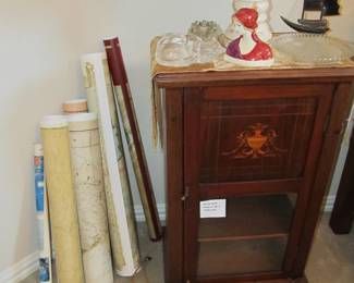 Antique music piano rolls cabinet