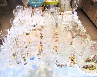 We have a lovely selection here and in the living room of vintage stemware which includes CRISTAL D' ARQUES and FOSTORIA.