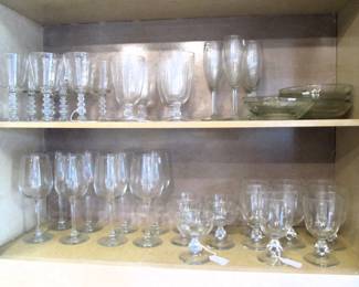 We have a lovely selection here and in the living room of vintage stemware which includes CRISTAL D' ARQUES and FOSTORIA.