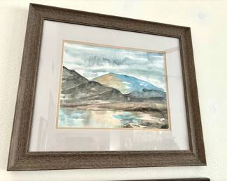 Pair of mountain scene watercolors