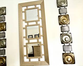 Long modern mirror/pair of metal wall hangings