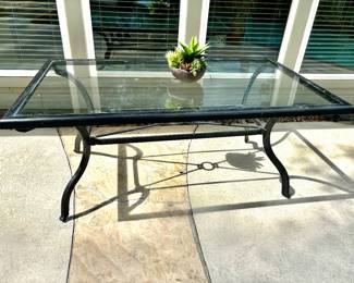 Black metal patio table