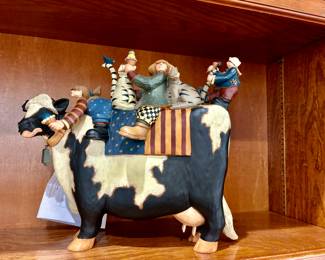 "Blue Moon Express" cow statue