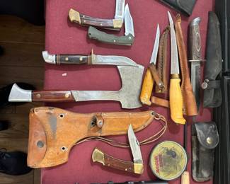 Assorted hunting and camping tools