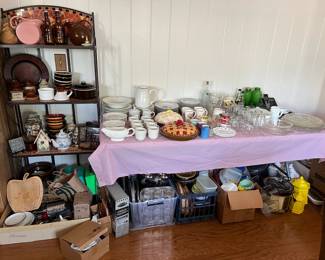 More kitchen-related items: cups, gravy boats, glass serving trays, muffin pans, the list goes on.