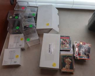ear buds and baseball cards