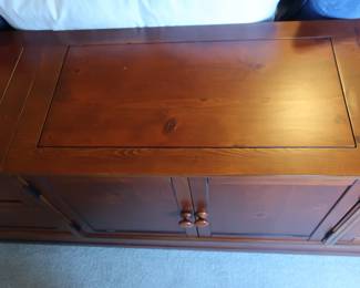 another view of night stands connected to platform bed