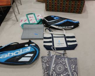 assorted tennis and other totes