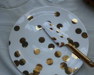 serving dish with gold dots