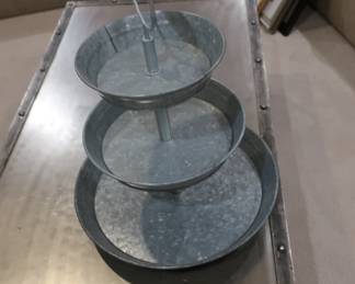 galvanized three tier serving piece
