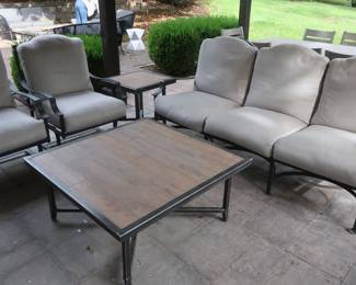 * patio furniture by o w lee sofa 82 x 33 chairs 33 x 30 tsble 42 x42 small table 24 x 24