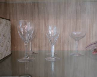 three sizes of Baccarat stemware