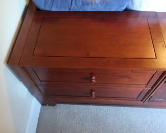 Other side of double bed platform The night stands are part of the platform bed.