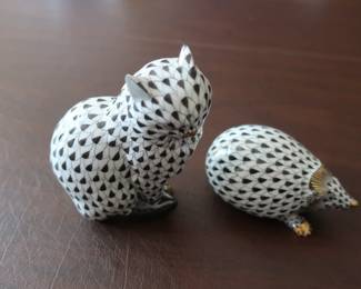 Herend cat and hedgehog