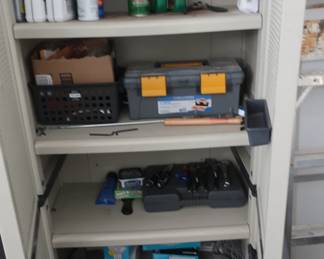 assorted garage items and tools