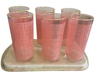 Federal Glass Pink Burlap Basket Weave
Set of 6