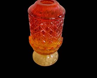 Fenton Olde Virginia Fine Cut and Block
Orange Amberina fairy lamp
