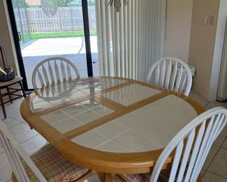 White tile inlay kitchen table with 4 chairs 