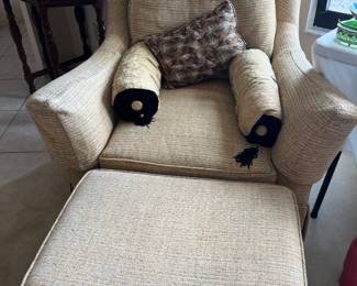 Off white chair with ottoman