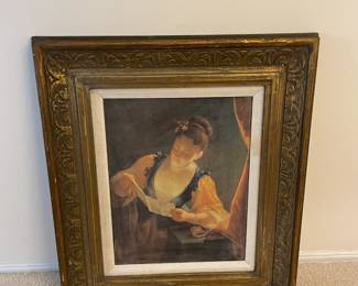 Vintage oil painting, artist unknown. Don't like the painting? The frame could dress up something else you have at home-its paintable.