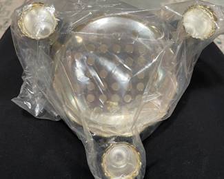 Formal silver centerpiece: Fill with candles and flowers. Never used, still in original plastic. 