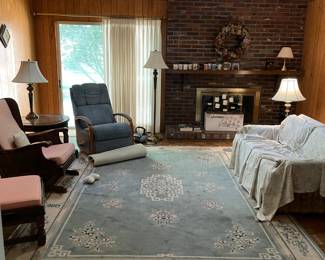 Large area rug professionally cleaned recently.  Other items pictured are also for sale.