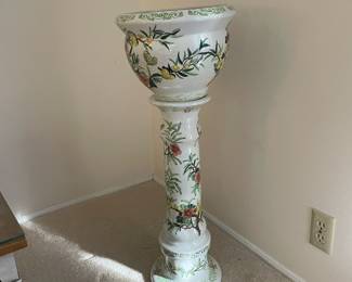 Capodimonte pedestal planter for floral decorations.  These are pricey new, taller than appears in the picture.