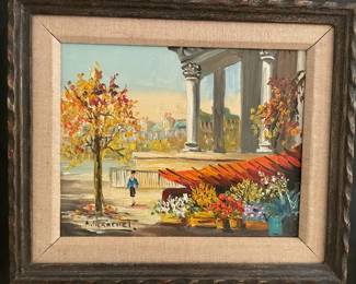 Andre Franchet  oil painting. Born in France in 1896. He is known for his, "Technique and colorful visions expressed with a bright colored pallet creating a very special Parisian atmosphere." 