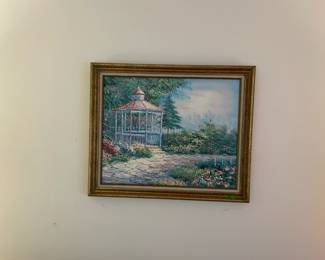 Large 24X36 wall painting with decorative gold frame. By R. Weaver. Purchased in Frankenmuth, MI art gallery in the mid-90's. 