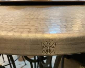 ARHAUS Pub Set - Nickle Table Top & 2 Leather Rope Stitched Chairs