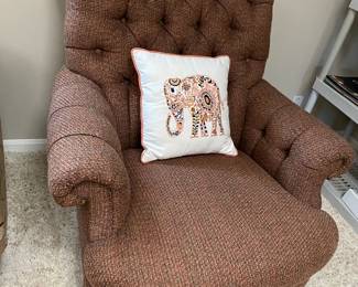 Tufted Back Chair on Rollers