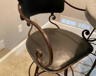 ARHAUS Pub Set - Nickle Table Top & 2 Leather Rope Stitched Chairs