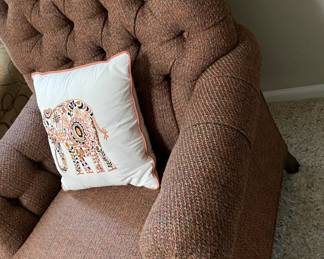 Tufted Back Chair on Rollers