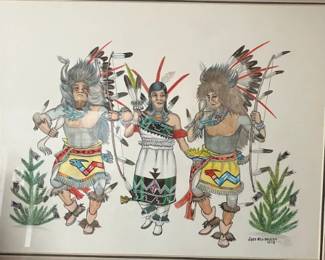5 Buffalo Dancers Jose Rey Toledo Watercolor Weems Gallery