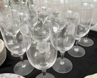 Noritake Etched Rose Virtue Glasses